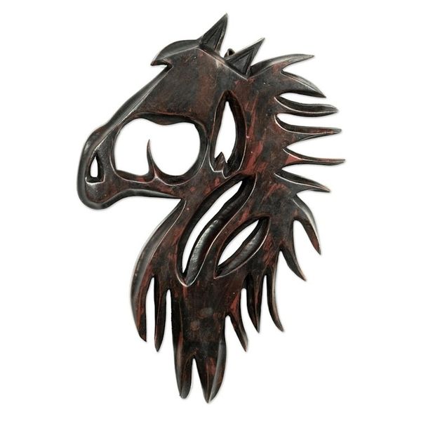 Alternate image for Brown Sese Wood Horse Relief Panel from Ghana Horse Master