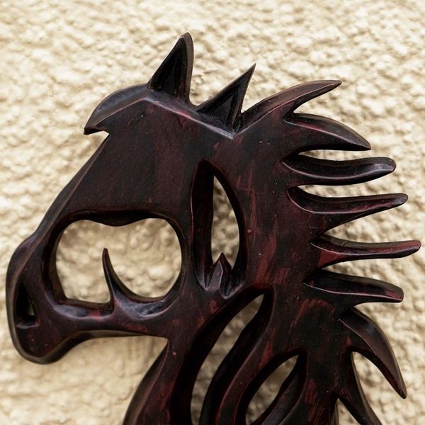 Alternate image for Brown Sese Wood Horse Relief Panel from Ghana Horse Master