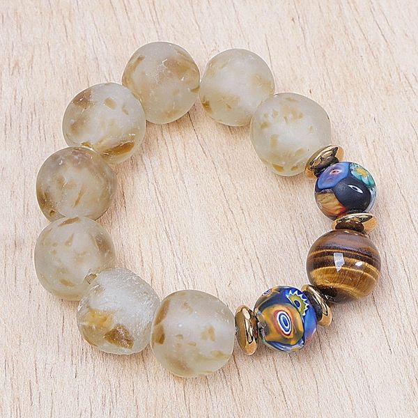 Alternate image for Eco-Friendly Recycled Glass Beaded Stretch Bracelet Ghanas Grandeur