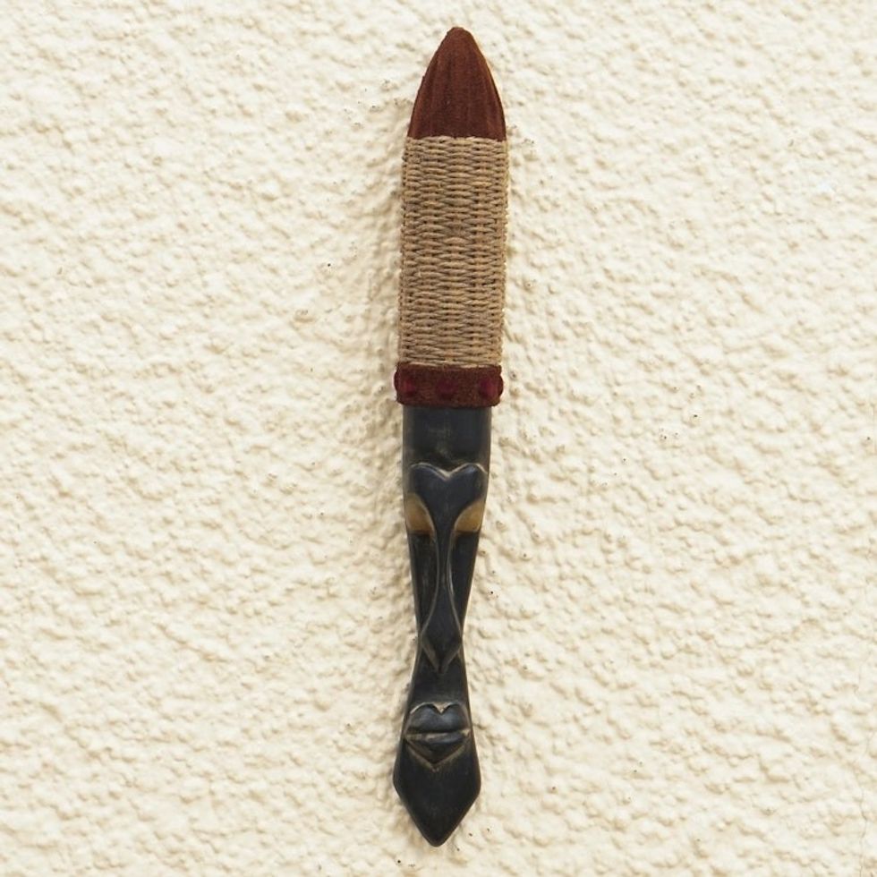 Hand Made Ofram Wood and Leather Mask 'Sarkin Kofar Wambai'
