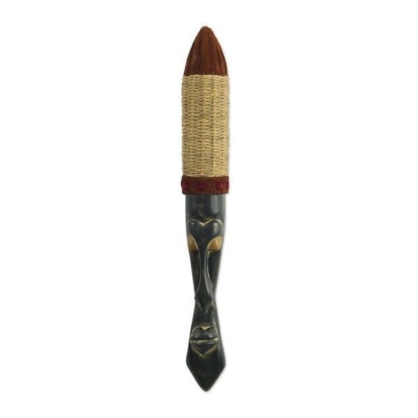 Alternate image for Hand Made Ofram Wood and Leather Mask Sarkin Kofar Wambai