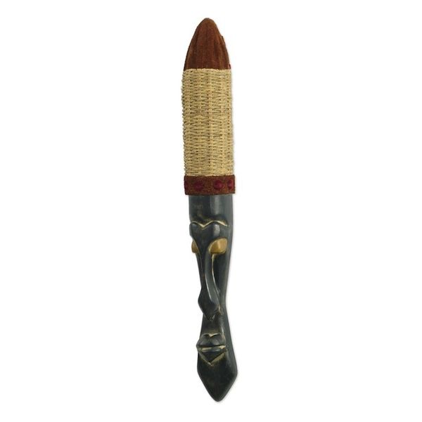 Alternate image for Hand Made Ofram Wood and Leather Mask Sarkin Kofar Wambai
