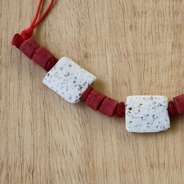 Alternate image for White and Red Recycled Glass Beaded Necklace Marvel at Me