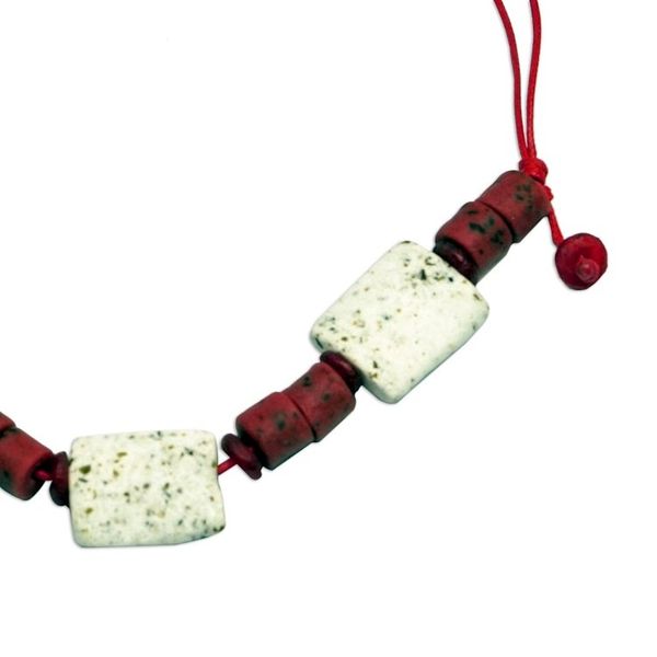 Alternate image for White and Red Recycled Glass Beaded Necklace Marvel at Me