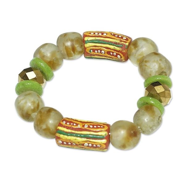 Alternate image for Eco-Friendly Green and Red Recycled Glass Beaded Bracelet Aseda in Summer