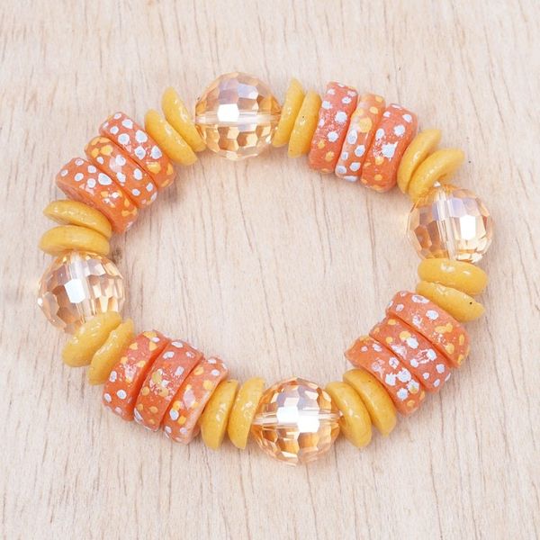 Alternate image for Eco-Friendly Orange and Yellow Glass Beaded Bracelet Aseda in Autumn