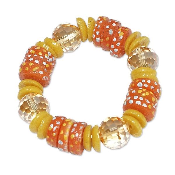Alternate image for Eco-Friendly Orange and Yellow Glass Beaded Bracelet Aseda in Autumn
