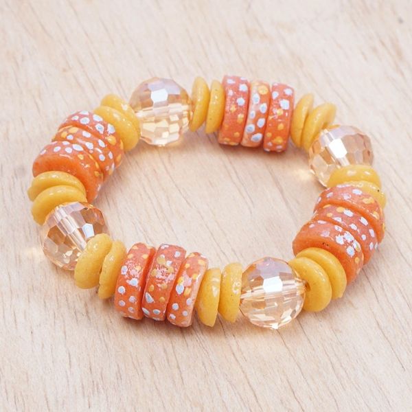 Alternate image for Eco-Friendly Orange and Yellow Glass Beaded Bracelet Aseda in Autumn