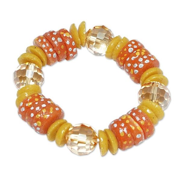 Alternate image for Eco-Friendly Orange and Yellow Glass Beaded Bracelet Aseda in Autumn