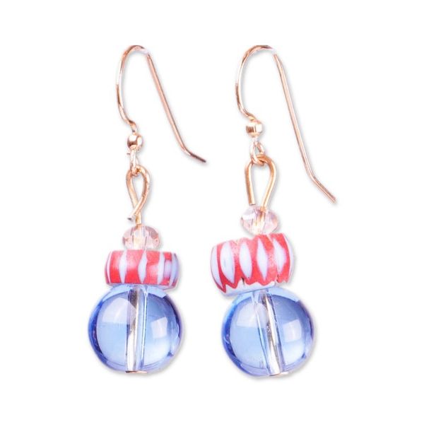 Alternate image for Eco-Friendly Blue and Red Recycled Glass Dangle Earrings Adiagba in Red