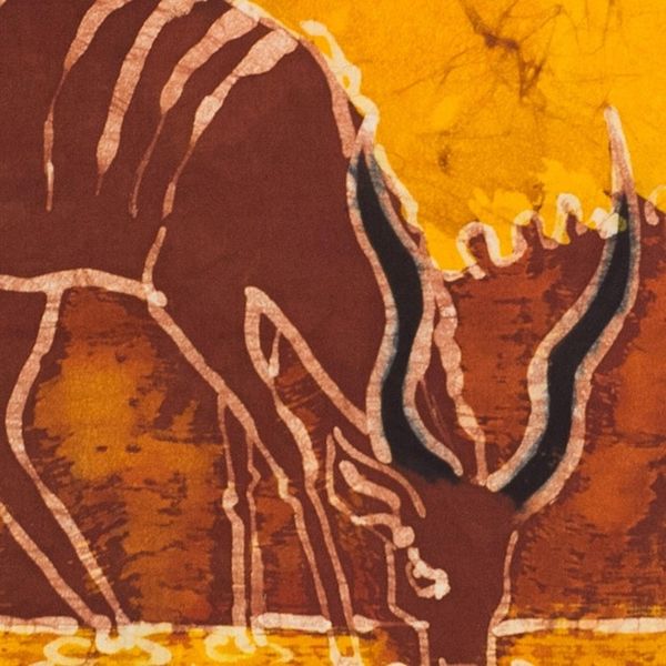 Alternate image for Batik Cotton Antelope-Motif Wall Hanging from Ghana Greater Kudu II
