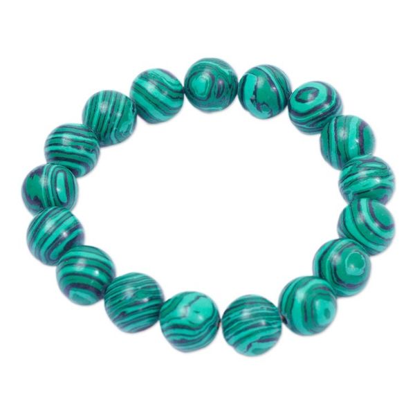 Alternate image for Eco-Friendly Recycled Glass Beaded Stretch Bracelet in Green Aseda Allure
