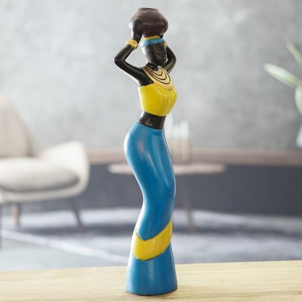 Alternate image for Hand-Carved Wood Sculpture of African Woman with Pot African Woman with Pot