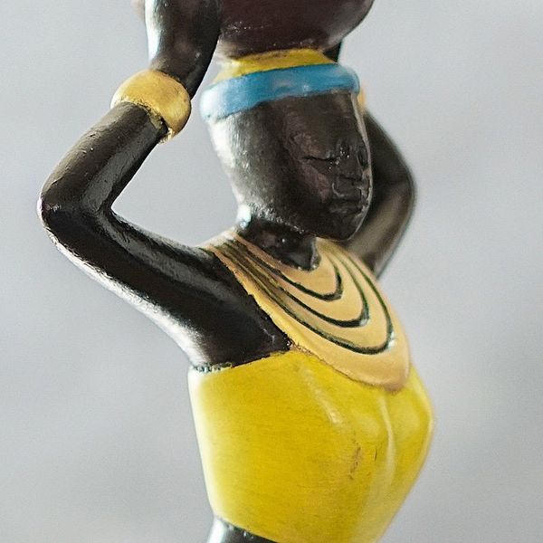 Alternate image for Hand-Carved Wood Sculpture of African Woman with Pot African Woman with Pot