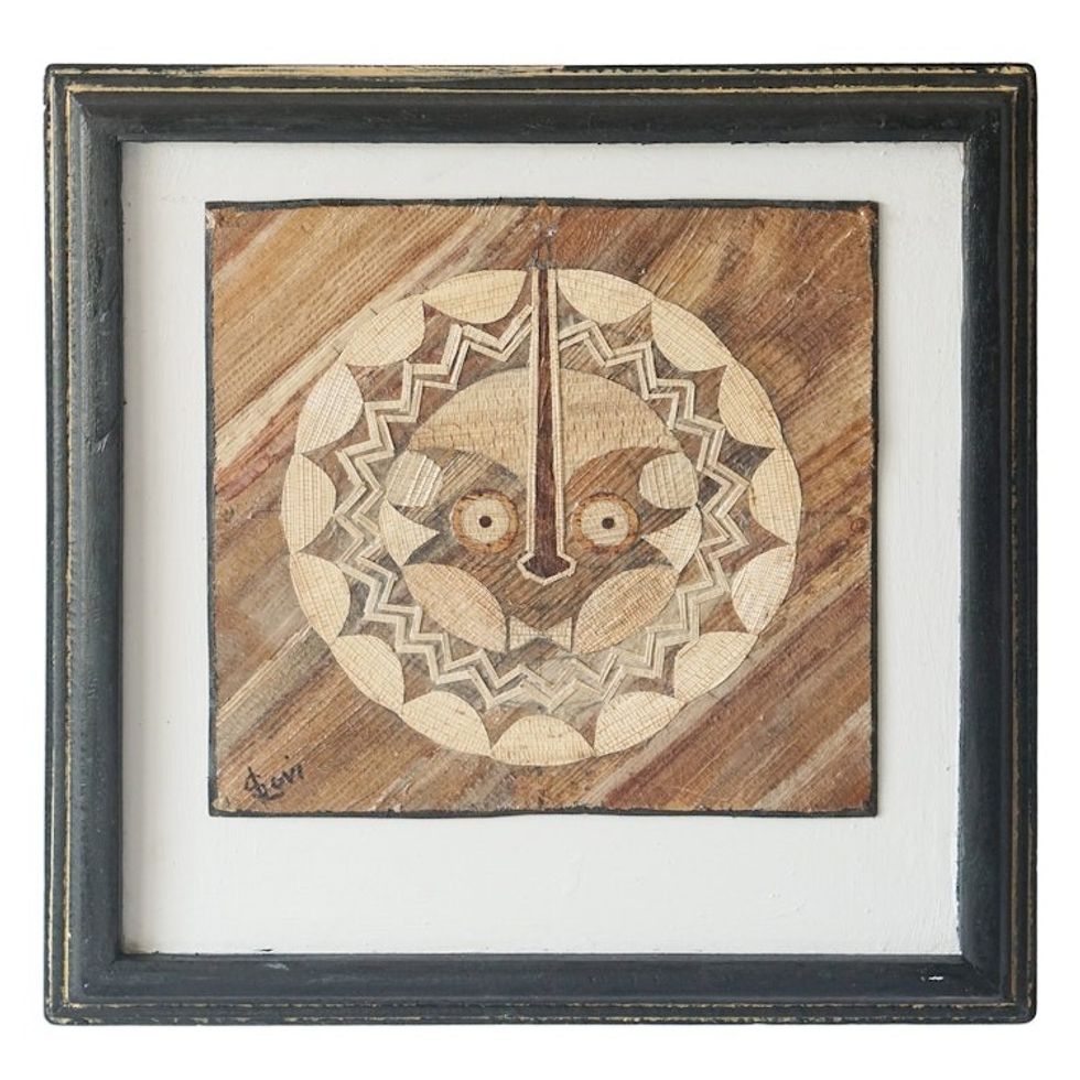 Moon-Inspired Handcrafted Natural Fiber Wall Art from Ghana 'Lunar Mask'