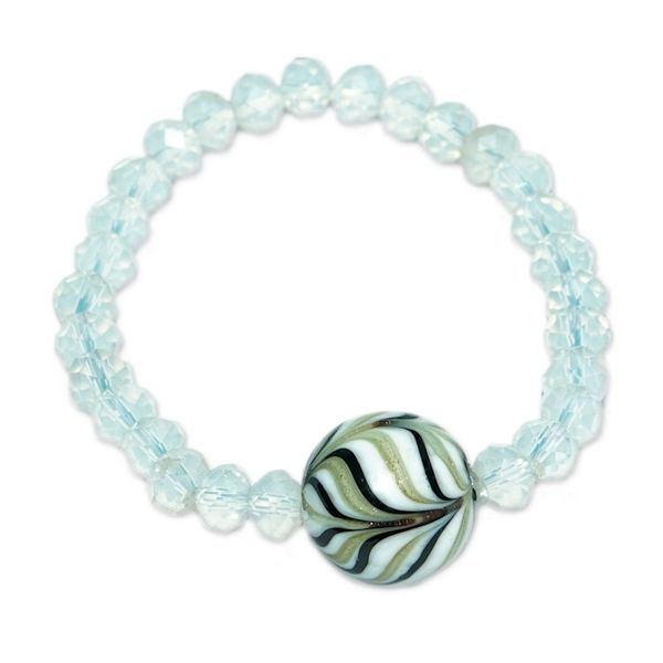 Alternate image for Eco-Friendly White and Black Recycled Glass Beaded Bracelet Pure at Core