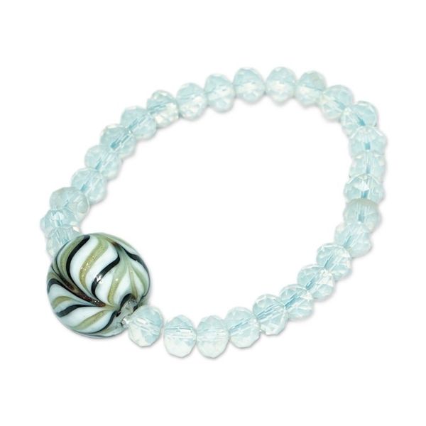 Alternate image for Eco-Friendly White and Black Recycled Glass Beaded Bracelet Pure at Core