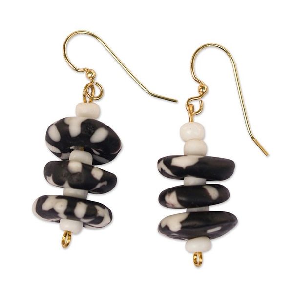 Alternate image for Eco-Friendly Handmade Recycled Glass Beaded Dangle Earrings Esinam