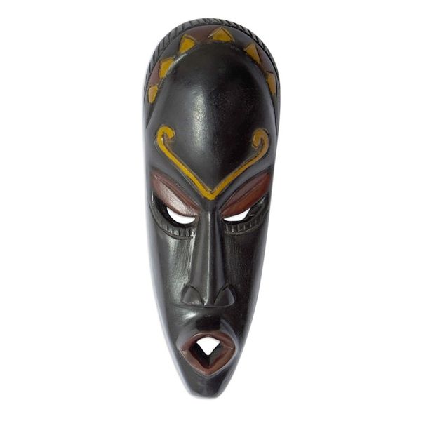 Alternate image for Hand-Carved African Sese Wood Mask with Painted Accents Tumi Wura