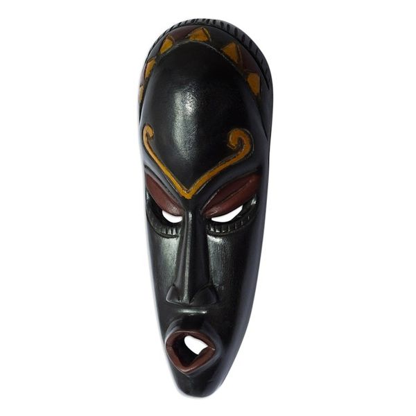 Alternate image for Hand-Carved African Sese Wood Mask with Painted Accents Tumi Wura
