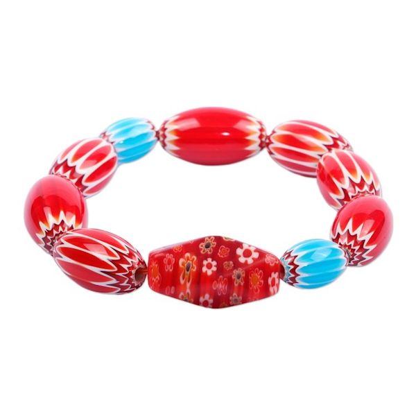 Alternate image for Eco-Friendly Red Recycled Glass Beaded Stretch Bracelet Bold Facet