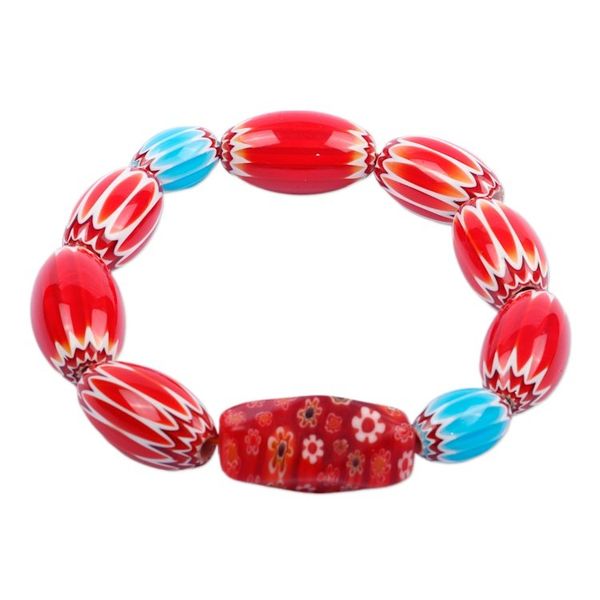 Alternate image for Eco-Friendly Red Recycled Glass Beaded Stretch Bracelet Bold Facet