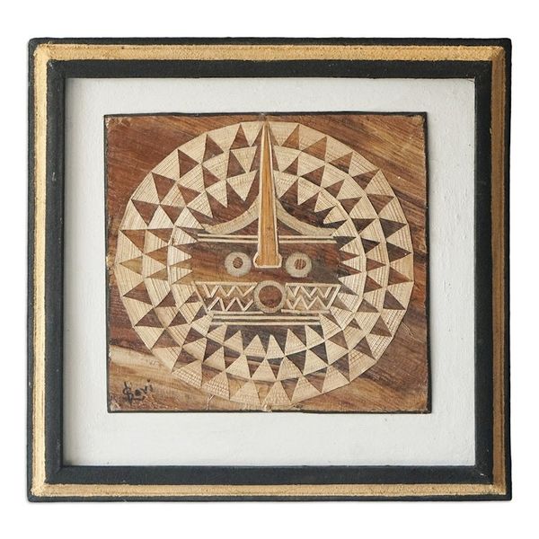 Alternate image for Natural Fiber African Mask Wall Art Handcrafted in Ghana African Sun Mask I