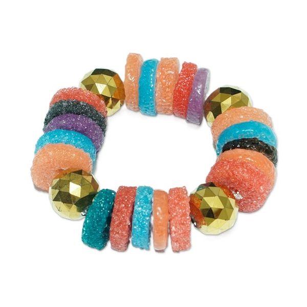 Alternate image for Colorful Recycled Glass and Crystal Beaded Stretch Bracelet Sikli