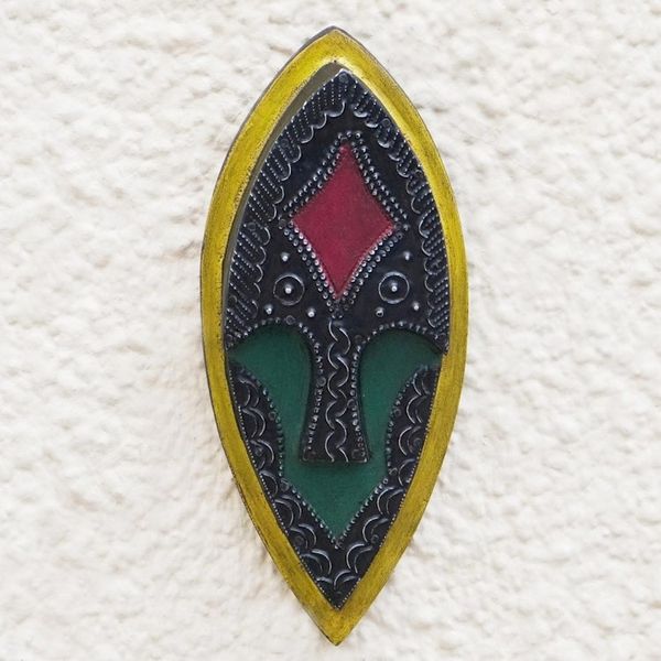 Alternate image for Hand-Painted Sese Wood Mask from Ghana Oblong Shadow II