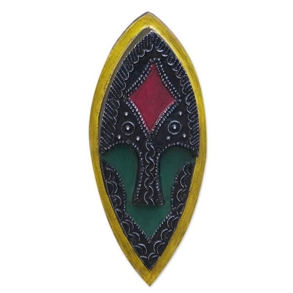 Alternate image for Hand-Painted Sese Wood Mask from Ghana Oblong Shadow II