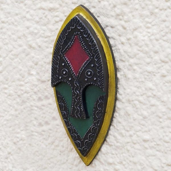 Alternate image for Hand-Painted Sese Wood Mask from Ghana Oblong Shadow II