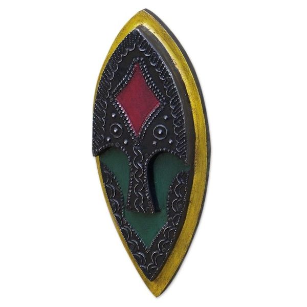 Alternate image for Hand-Painted Sese Wood Mask from Ghana Oblong Shadow II