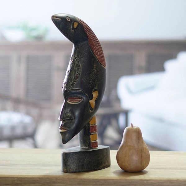 Alternate image for Red and Black Sese Wood Sculpture with Aluminum Accents Hunter Head