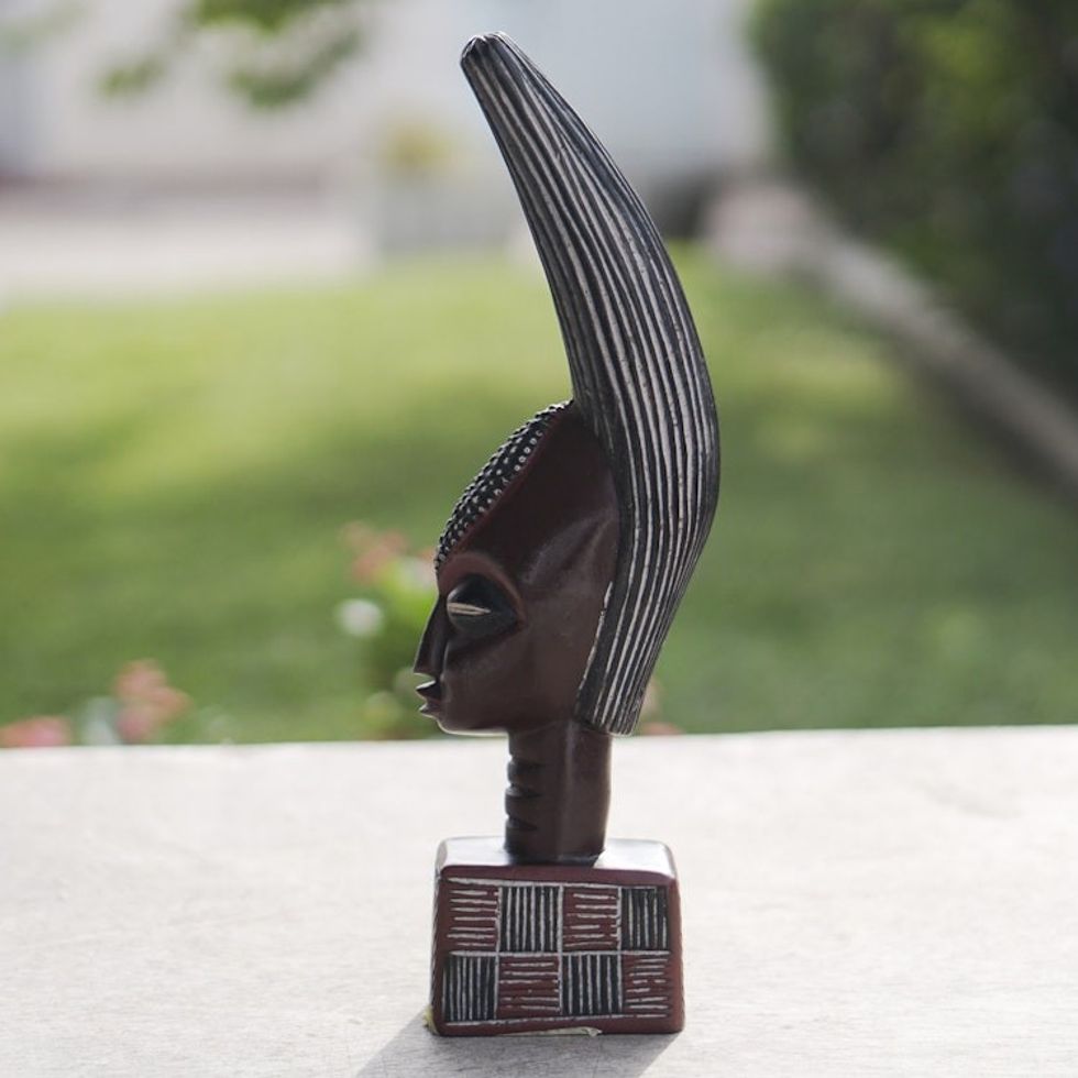 Hand-Carved Traditional Sese Wood Sculpture from Ghana 'Daaga'