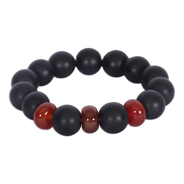 Alternate image for Eco-Friendly Agate Recycled Glass Beaded Stretch Bracelet Odo Yewu