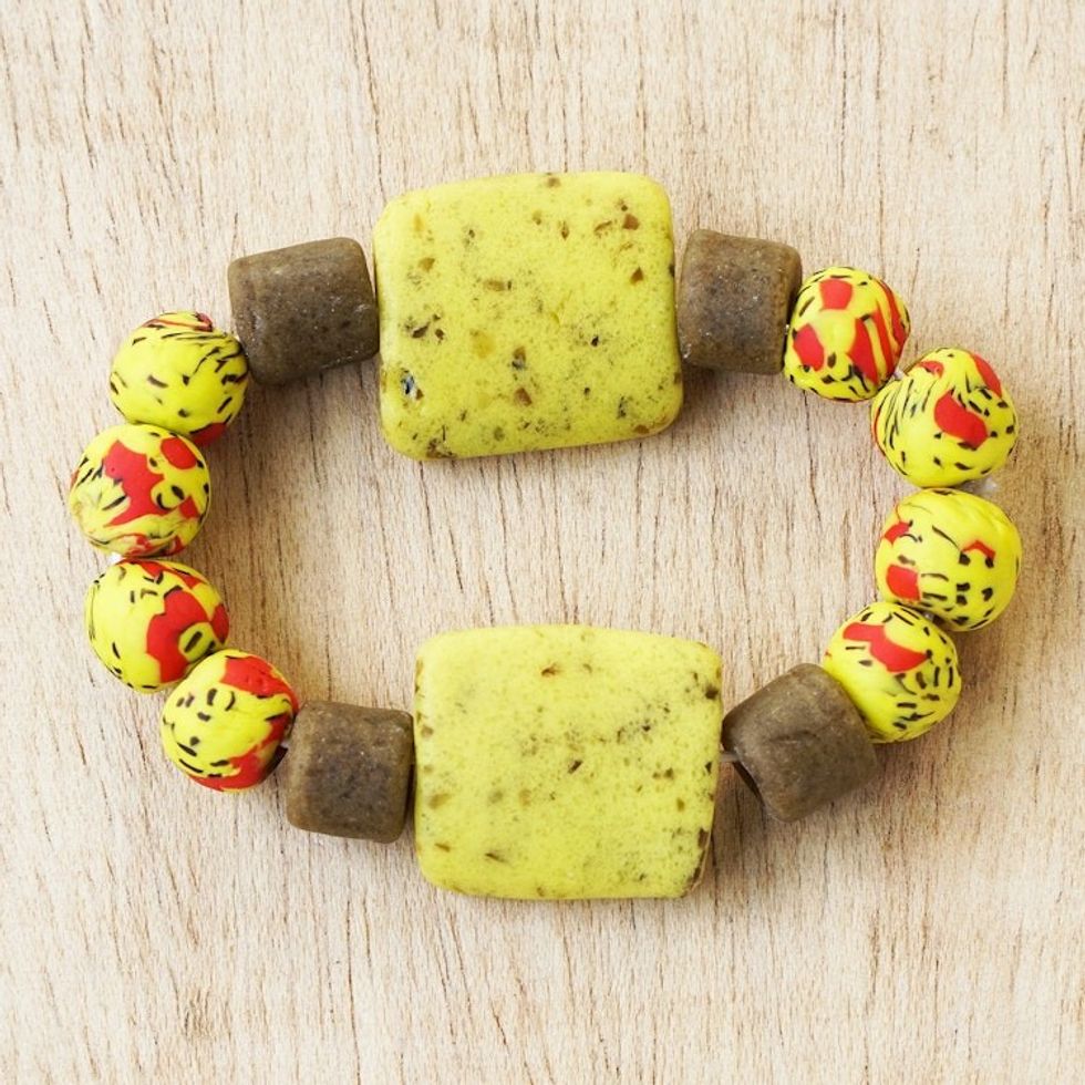Recycled Glass Beaded Bracelet from Ghana 'Mine Forever'