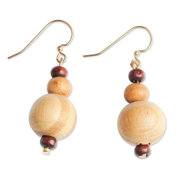 Alternate image for Eco-Friendly Sese Wood Beaded Dangle Earrings from Ghana Forest Luck