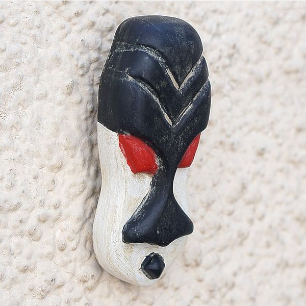 Alternate image for Hand-Painted Dark Blue and White Queen Kandake African Mask Queen Kandake