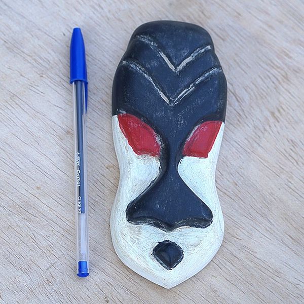 Alternate image for Hand-Painted Dark Blue and White Queen Kandake African Mask Queen Kandake