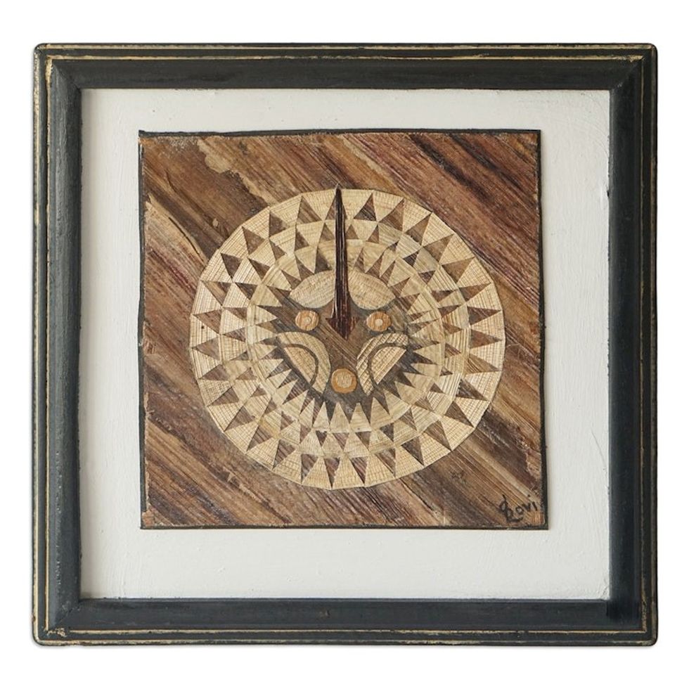 Ghanaian Handmade Natural Fiber Dakar Mask Wall Art 'Dakar Mask IV'