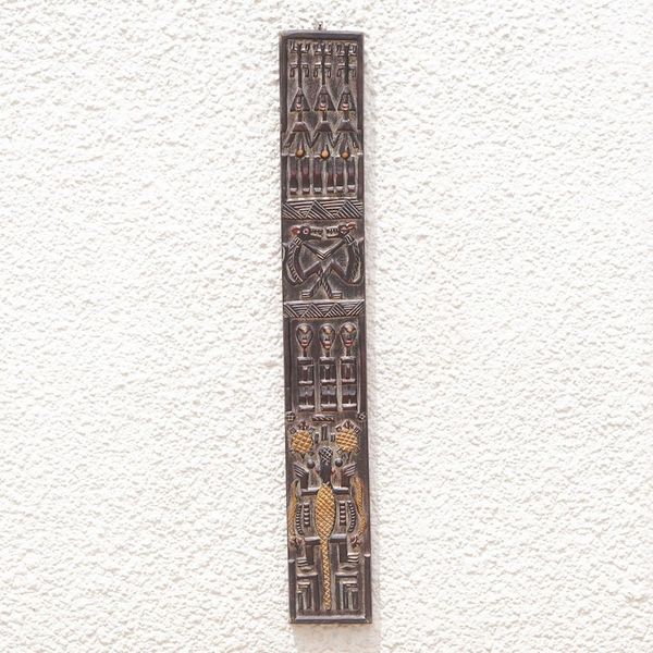 Alternate image for Ghanaian Mahogany Wall Relief Panel Carved Painted by Hand Malian Dogon Board
