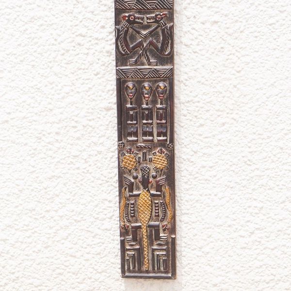 Alternate image for Ghanaian Mahogany Wall Relief Panel Carved Painted by Hand Malian Dogon Board