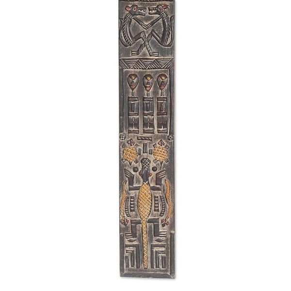 Alternate image for Ghanaian Mahogany Wall Relief Panel Carved Painted by Hand Malian Dogon Board