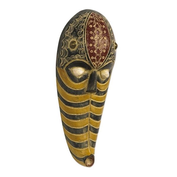 Alternate image for Hand Made Sese Wood and Aluminum Plated Mask Cheetah Totem