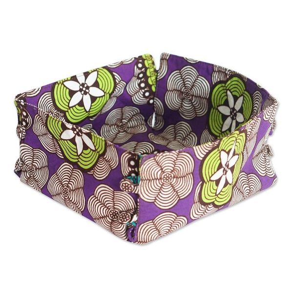 Alternate image for Handcrafted Floral Amethyst and Lime Cotton Basket Napkin Amethyst Spring
