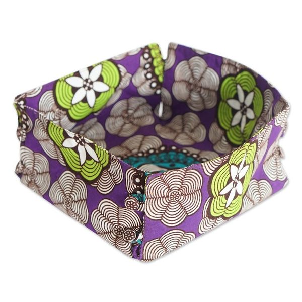 Alternate image for Handcrafted Floral Amethyst and Lime Cotton Basket Napkin Amethyst Spring