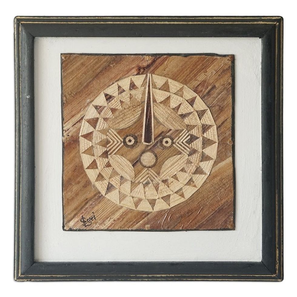 Handmade Natural Fiber Dakar Mask Wall Art from Ghana 'Dakar Mask I'
