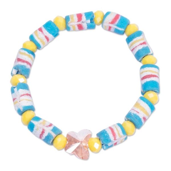 Alternate image for Eco-Friendly Pastel-Toned Recycled Beaded Stretch Bracelet Radiant Abifao