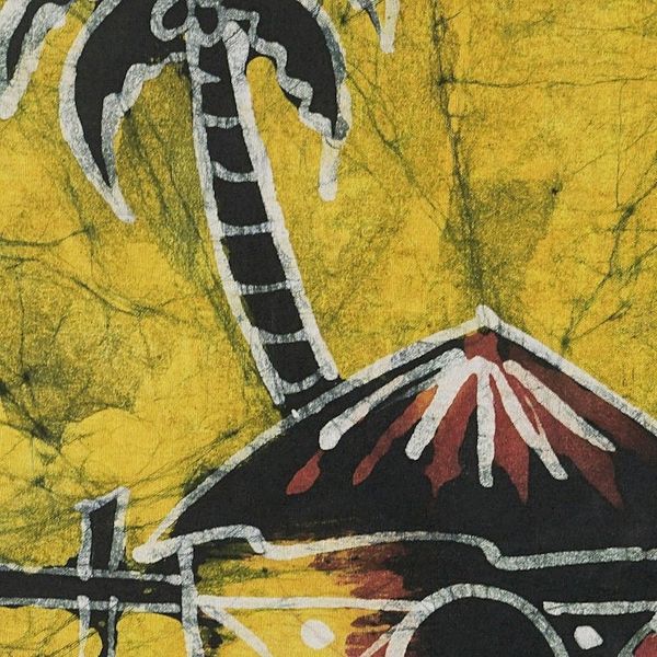 Alternate image for Batik Cotton Wall Hanging with Village Scene Aklowa by Day