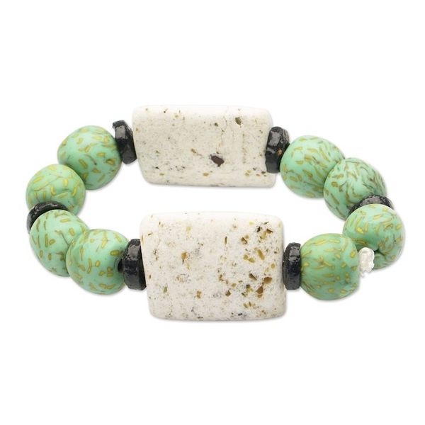 Alternate image for Hand Crafted Recycled Glass Beaded Bracelet Life and Other Stories